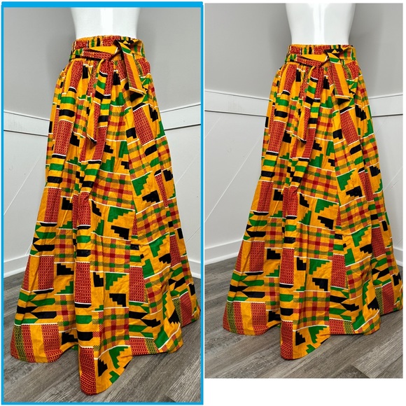 BOLD AFRICAN PRINT MAXI SKIRT- FREE SIZE -NEW - Picture 5 of 6